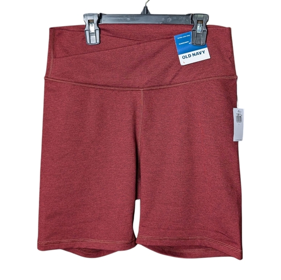 New Old Navy Womens Large Stretch Maroon Dark Red Bike Shorts Workout Yoga Comfy - Picture 1 of 7